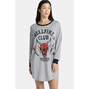 Womens Stranger Things Sleepshirt Pajama Shirt Hellfire Club Netflix Size Large